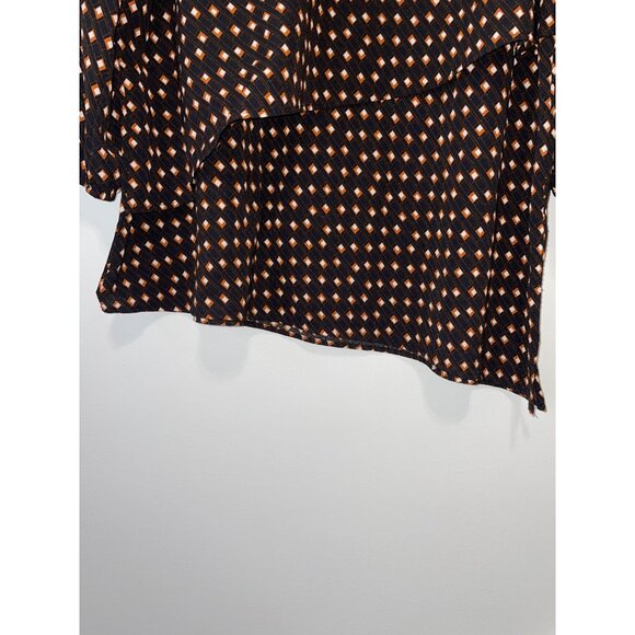 Apt. 9 Womens Geometric Print Blouse XXL Black & Orange - Picture 4 of 8